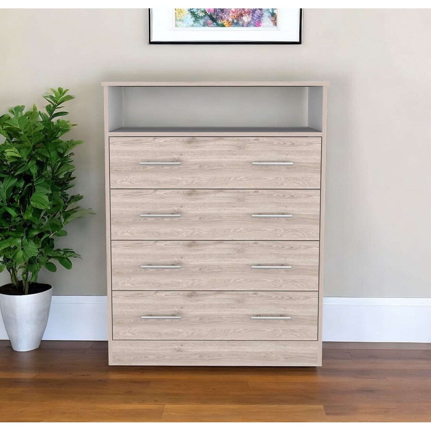 HomeRoots 33" Oak Four Drawer Dresser