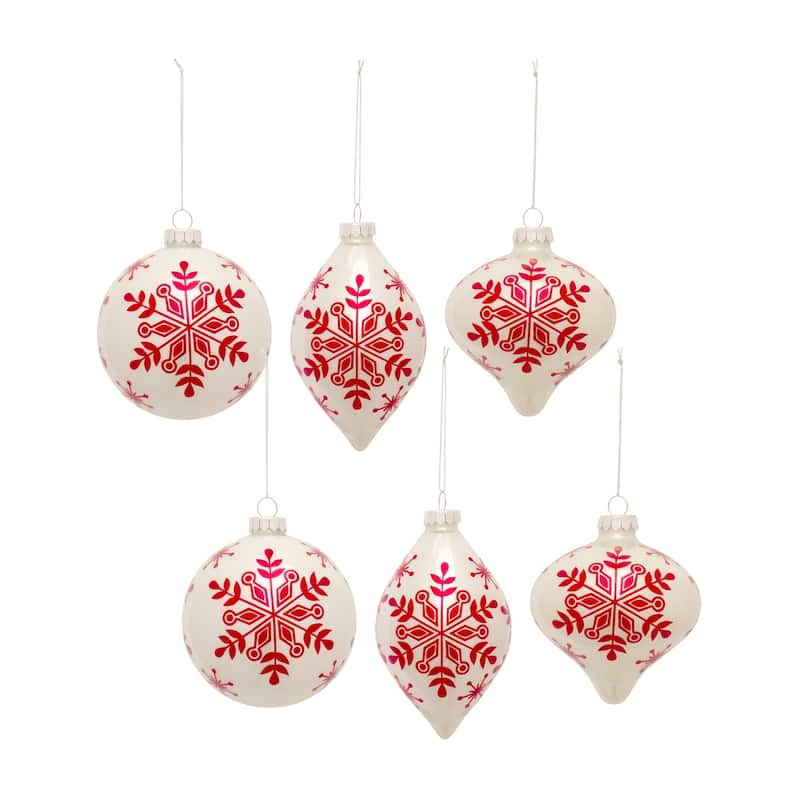 Glass Ornament (Set of 6) - White
