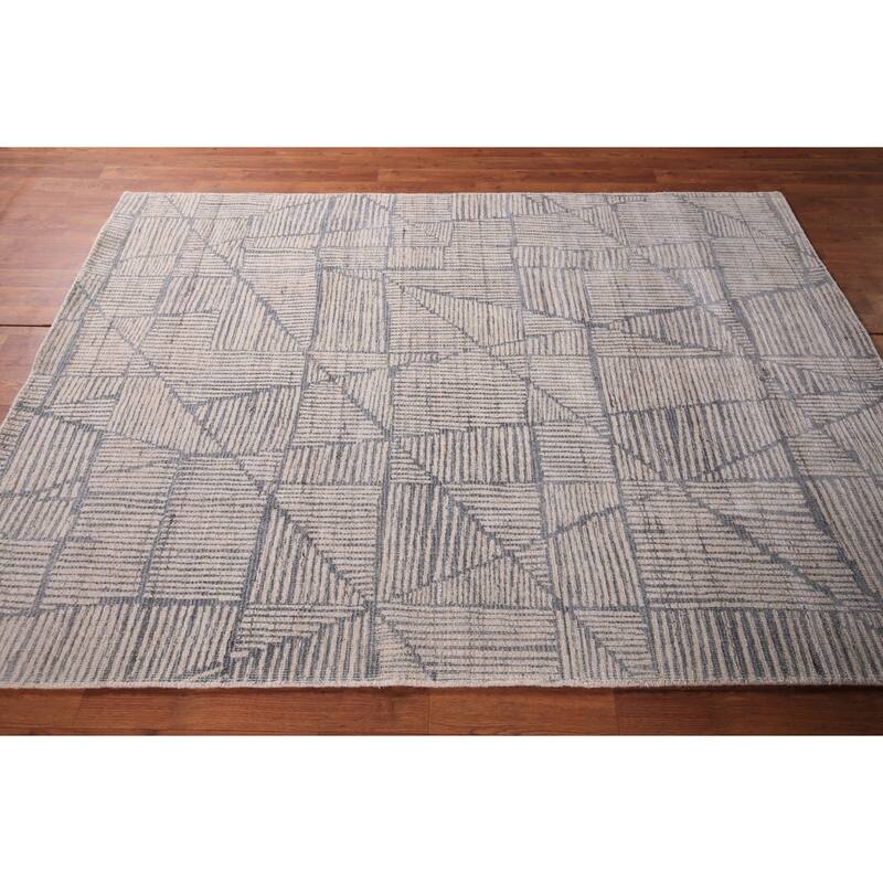 All-Over Modern Area Rug Handmade Abstract Wool Carpet - 5'4" x 7'6"