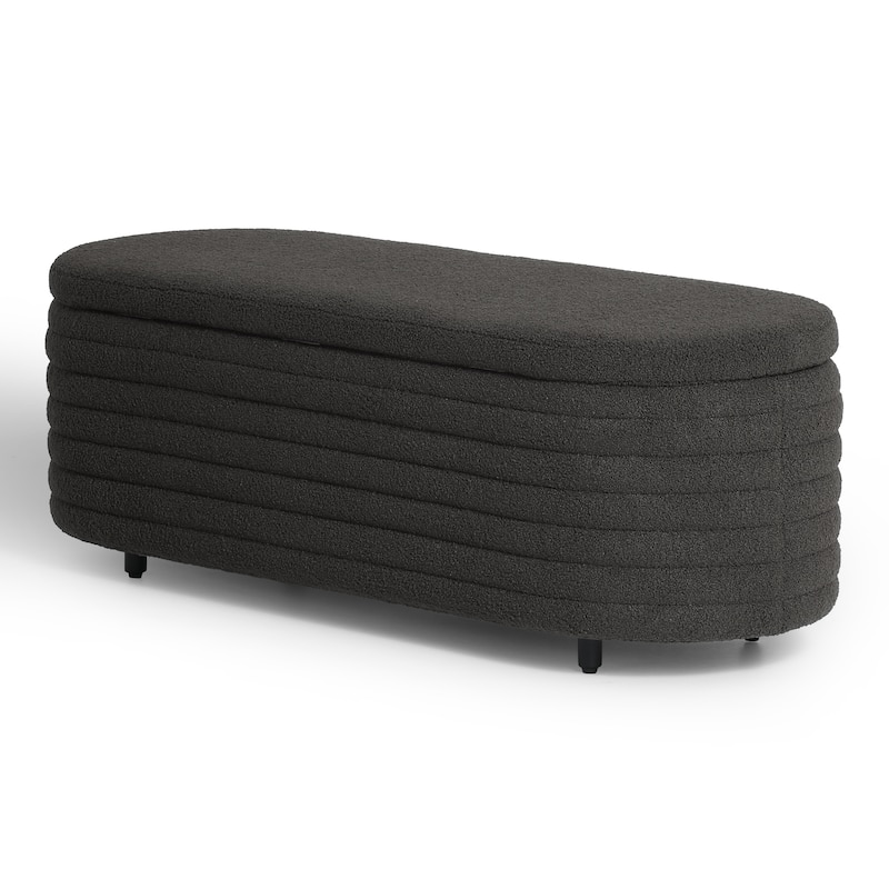 Bayville Sherpa Polyester Flip Top Storage Ottoman - 54"
