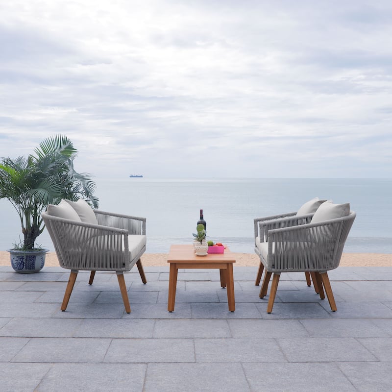 SAFAVIEH Outdoor Erinka 4-Piece Living Set - 55W x 30D x 28H