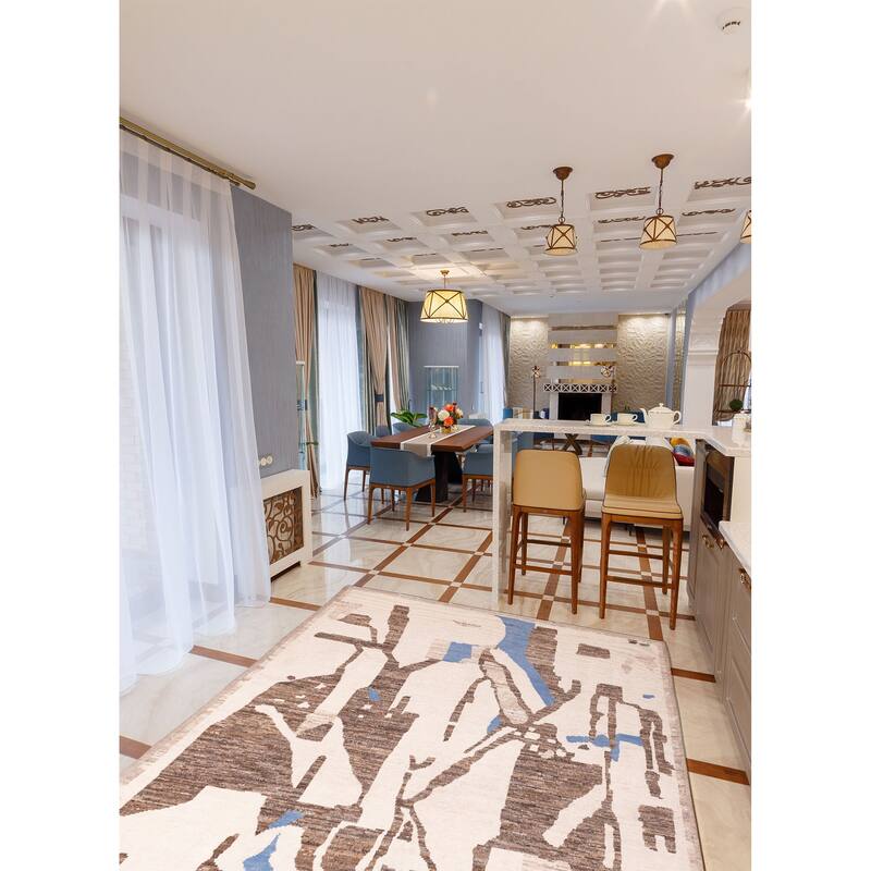 ECARPETGALLERY Hand-knotted Pak Finest Marrakesh Cream Wool Rug - 8'10 x 12'3