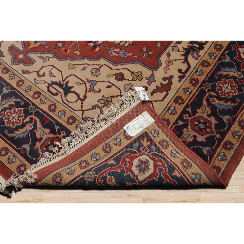 9x12 Hand Knotted Wool Salmon Heriz Plush Pile Pande Cameron Rug - 9' x 12'