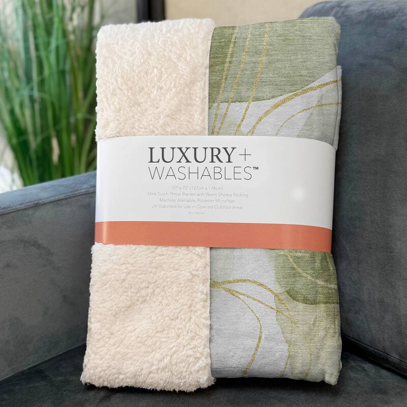 Premium Machine Washable Modern Glam Sherpa Throw Blanket