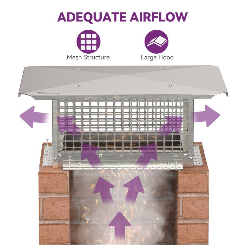 13" x 17" Chimney Cap with Adjustable Metal Strips - Silver