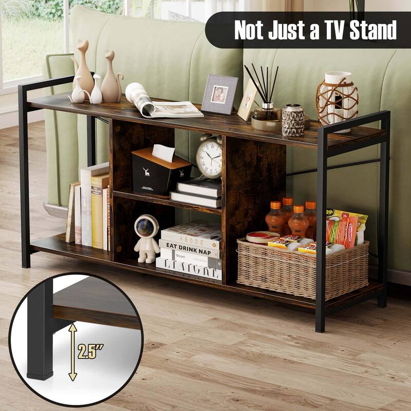 Costway 3-tier TV Stand for 55" TVs with 4 Open Shelves Heavy-duty - See Details