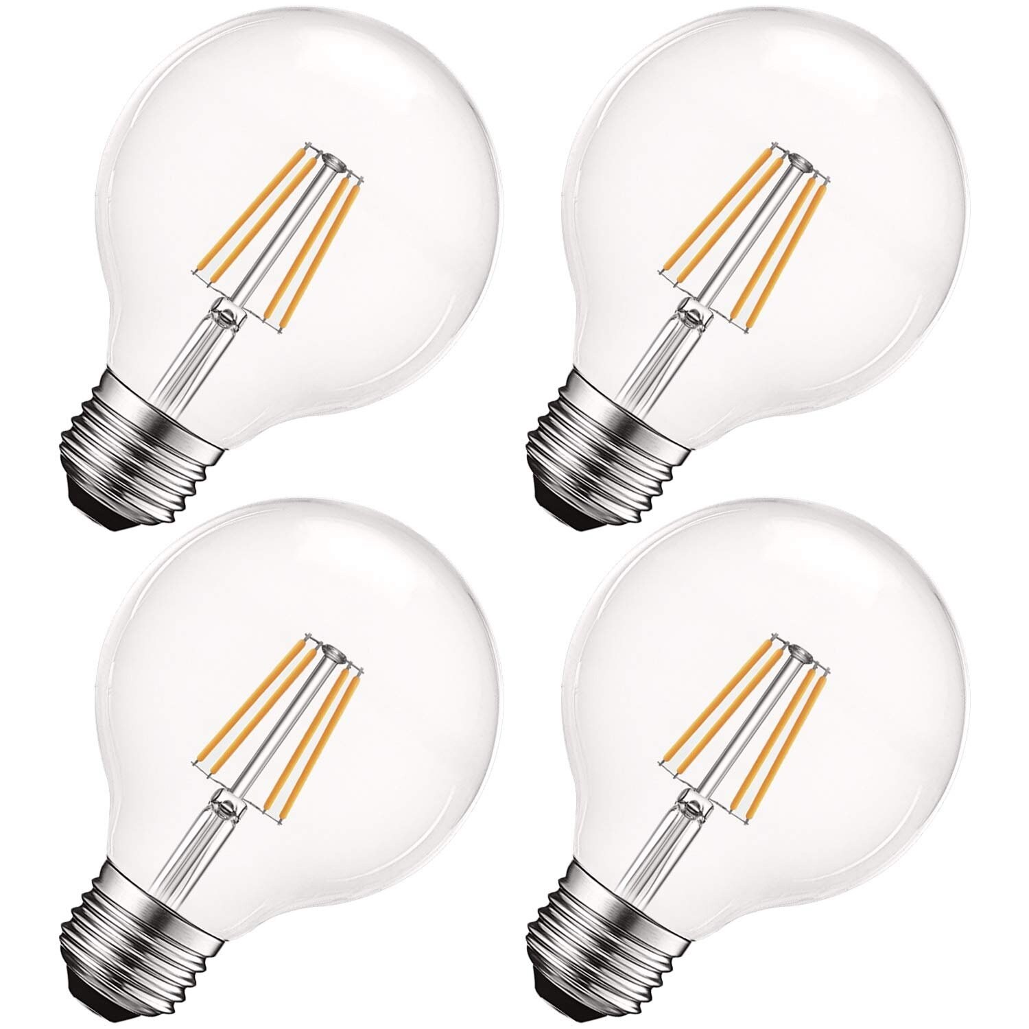 Luxrite Vintage G25 LED Globe Light Bulbs 60W Equivalent 550 Lumens Dimmable Clear Glass E26 Standard Base 4 Pack On Sale Bed Bath Beyond 28958663