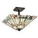 preview thumbnail 8 of 9, River of Goods Orson Stained Glass 16-inch Semi-Flushmount Ceiling Light - 16" x 16" x 9.5"