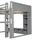 preview thumbnail 5 of 6, Gray Full Size Gaming Loft Bed with Desk, LED Lighting, Storage Shelves, and Hanging Clothes Rack