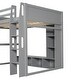 preview thumbnail 4 of 11, Wood Full Size Loft Bed w/Desk, Multi-storage Shelves, LED & Hanging Clothes Rack, No Box Spring Needed Wooden Support Bed Frame