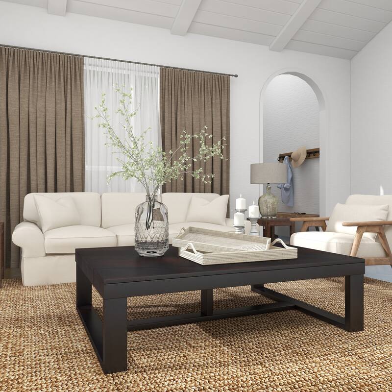 Cream or Brown Rattan Tray (Set of 2) - 26 x 16 x 3