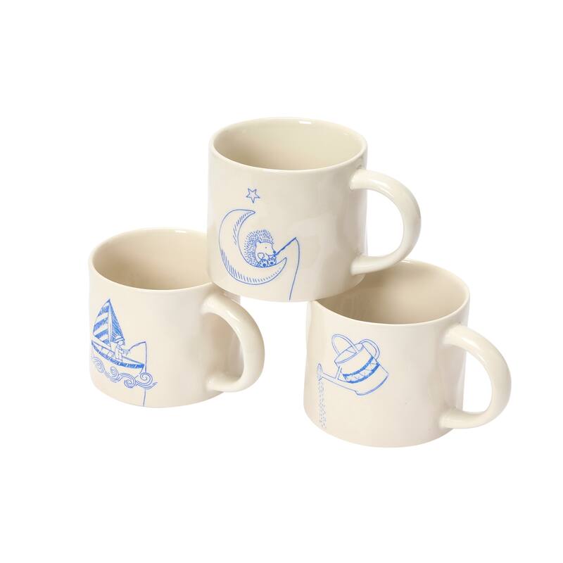 Stoneware Mug with Wax Relief Illustration and Secret Image on Bottom - 5.9"L x 4.3"W x 3.5"H