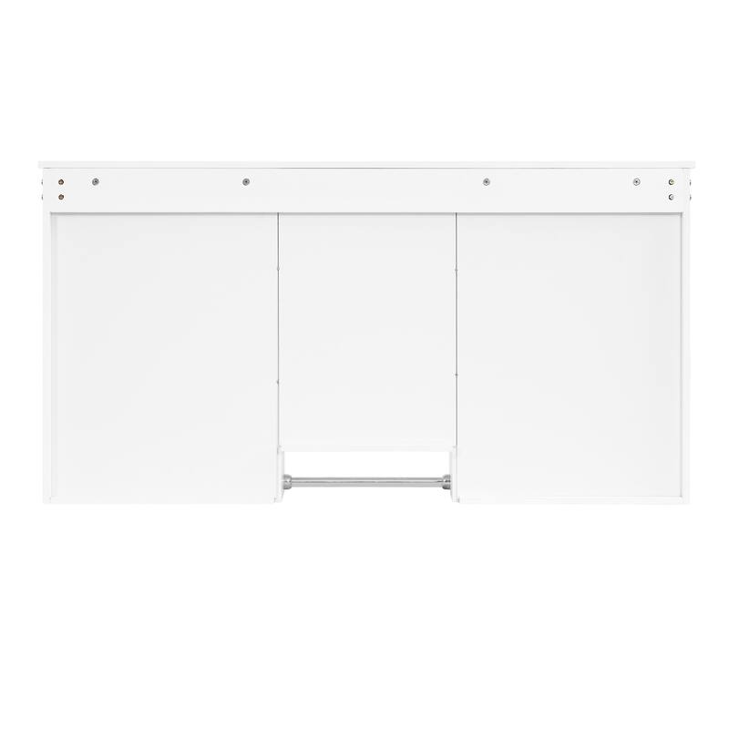 55 Inch 3-in-1 Wall-Mount Mirror Cabinet - Adjustable Shelf & Soft-Closing Hinges, MDF for Bathroom & Living Room