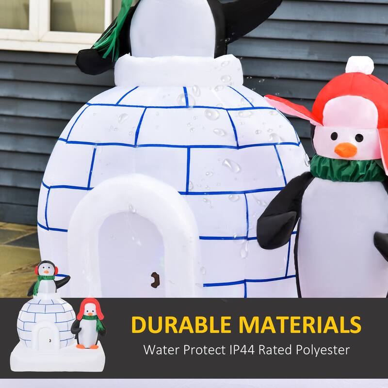 HOMCOM 5 ft. Inflatable Penguin Christmas Decoration with Colorful Igloo, Cute Christmas Decoration