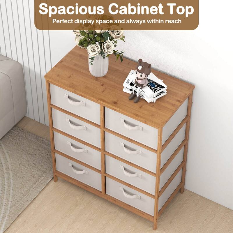Coatway 8 Drawers Dresser with Removable Fabric Bins, Chest of Drawers