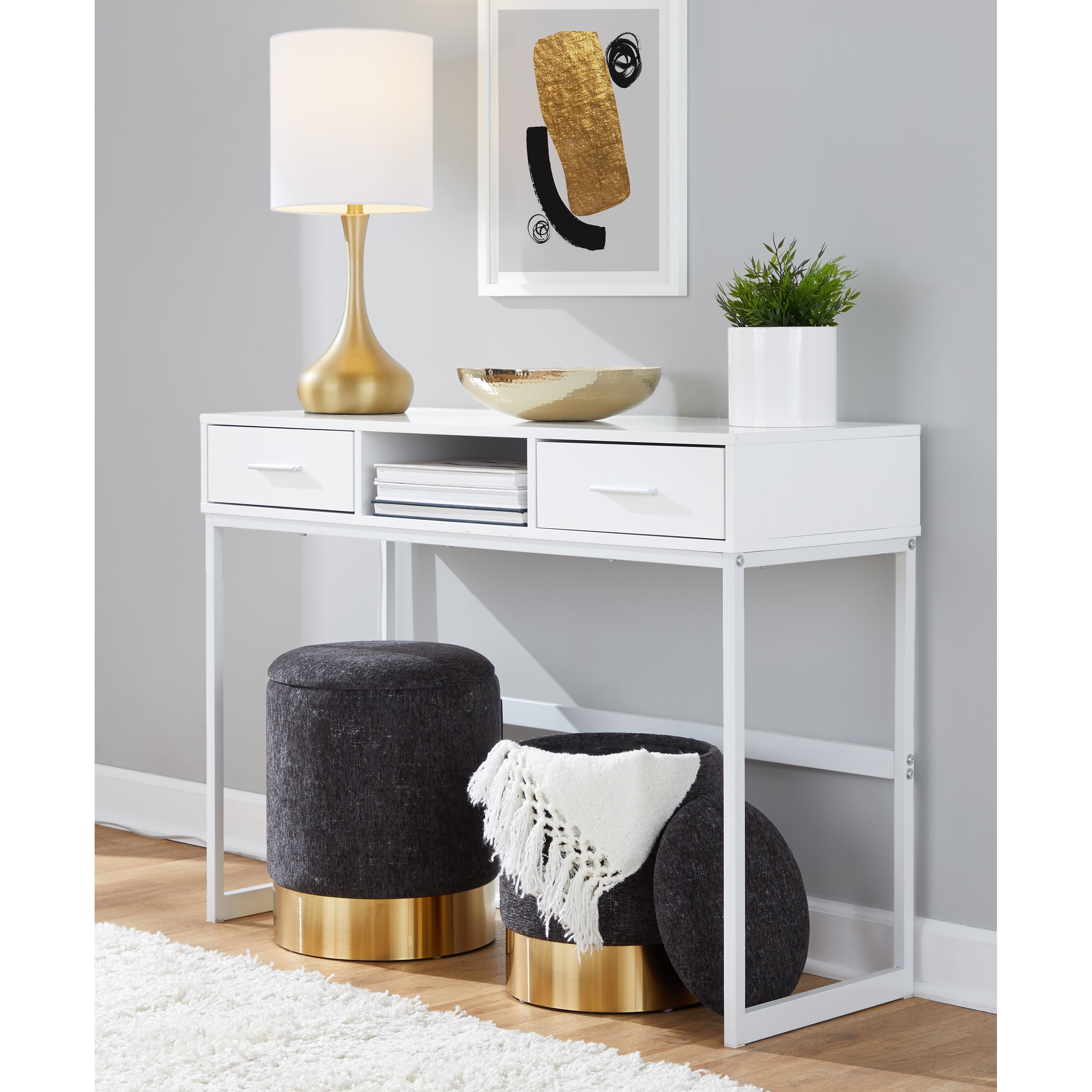 Silver Orchid Corday Contemporary Nesting Ottoman Set