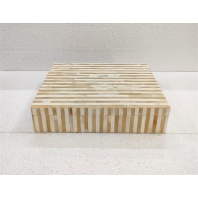Lg. Bone Striped Decorative Box