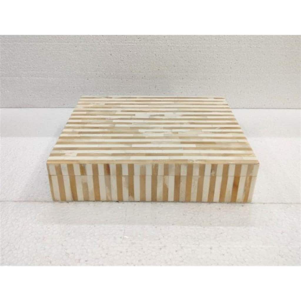 Lg. Bone Striped Decorative Box