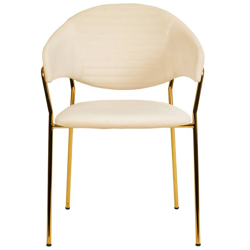 LeisureMod Set of 4 Bella Upholstered Leather/Velvet Accent Dining Chair in Gold Base for Home, Dining Room & Kitchen Furniture