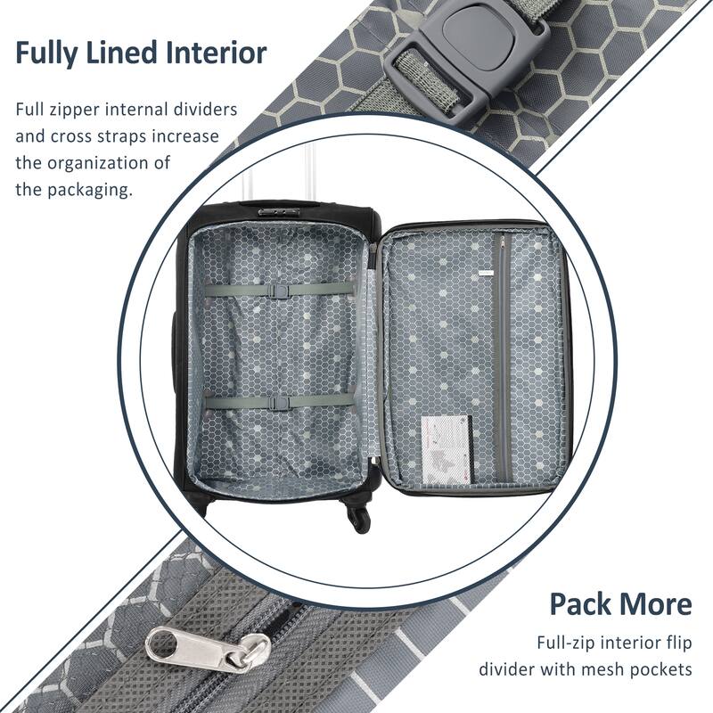 Merax 3 Piece Set Softside Luggage Sets with Spinner Wheels, Expandable Softshell Suitcase Set with Telescopic Handle