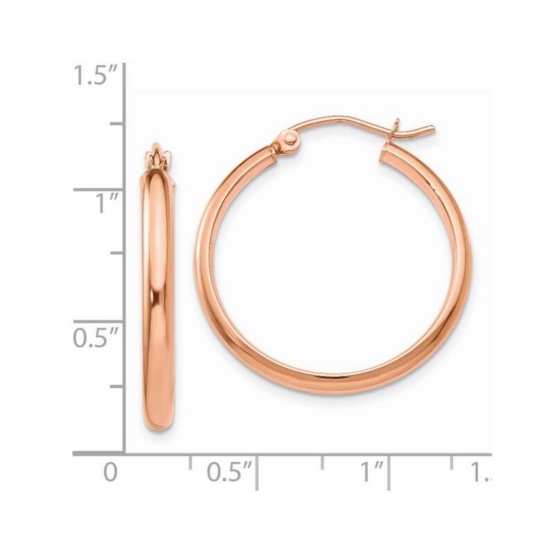 Curata 14k Rose Gold 2.75x25mm Classic Hoop Earrings