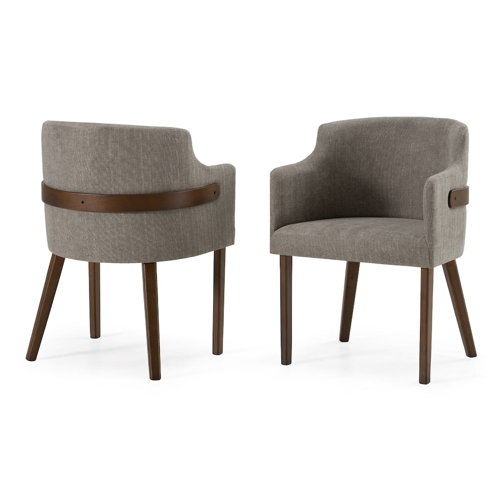 Modrest Jordan Modern Grey & Walnut Dining Chair (Set of 2)