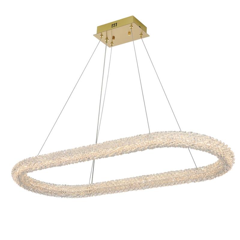 Elegant Lighting 3800D42L1 Bowen 42" Wide LED Crystal Ring Chandelier - Satin Gold