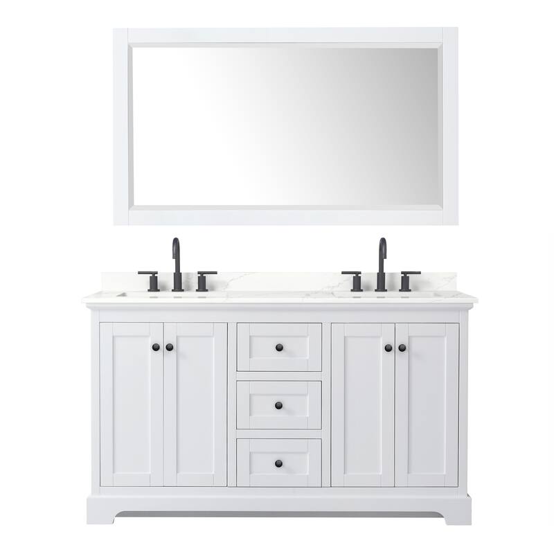 Avery 60-inch Double Vanity, Quartz Top, 58-inch Mirror