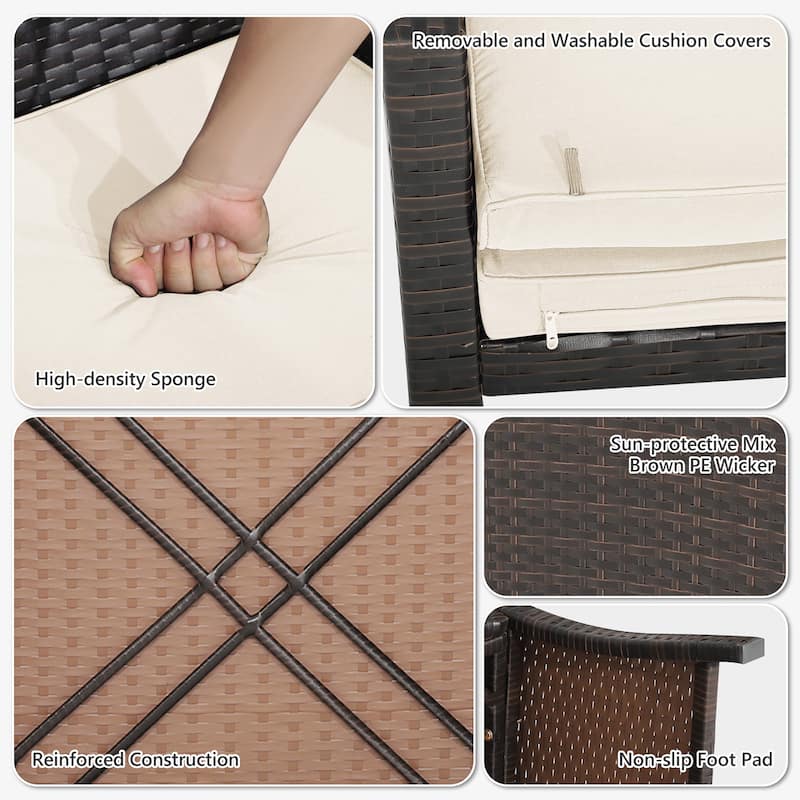 Costway 5PCS Patio Rattan Furniture Set Ottoman Cushioned W/Cover - See Details
