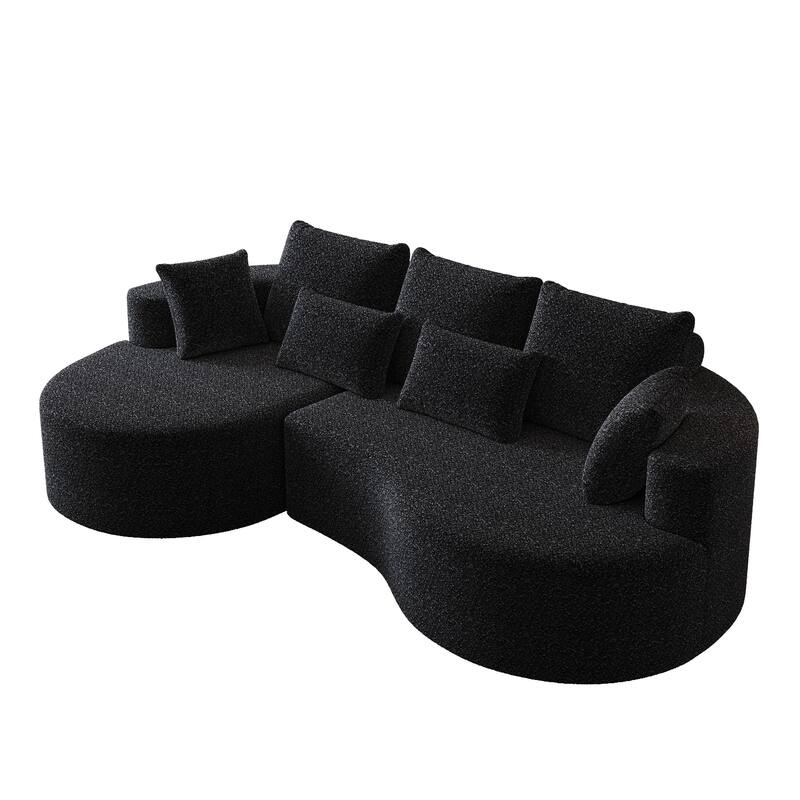 Modern Free Combination Chenille Extra Deep & Wide 4-Seater Sectional Sofa with 7 Pillows