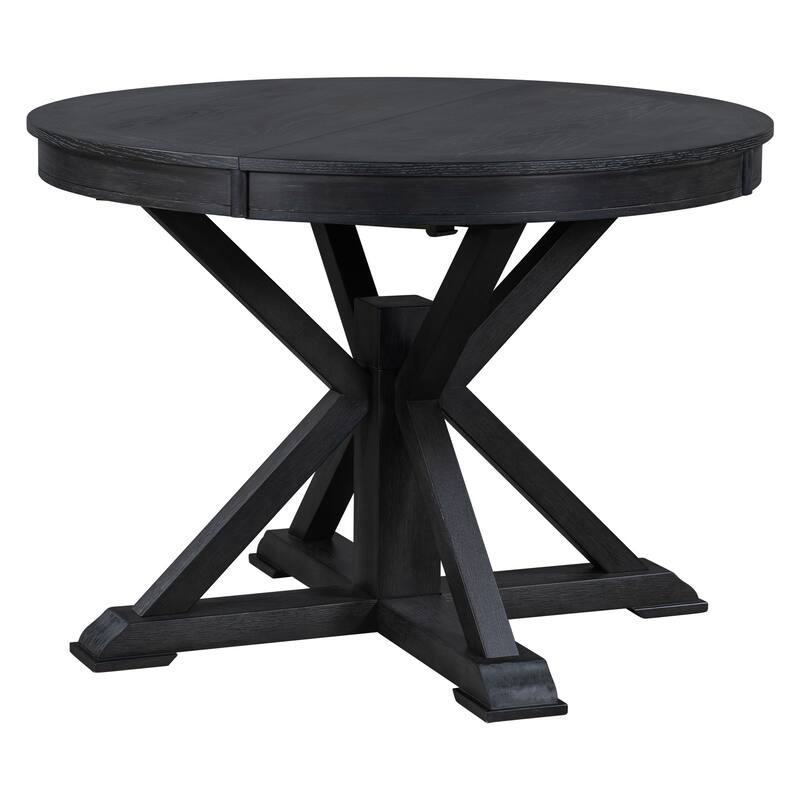 Functional Retro Extendable Solid Wood Dining Table with a 12" Leaf