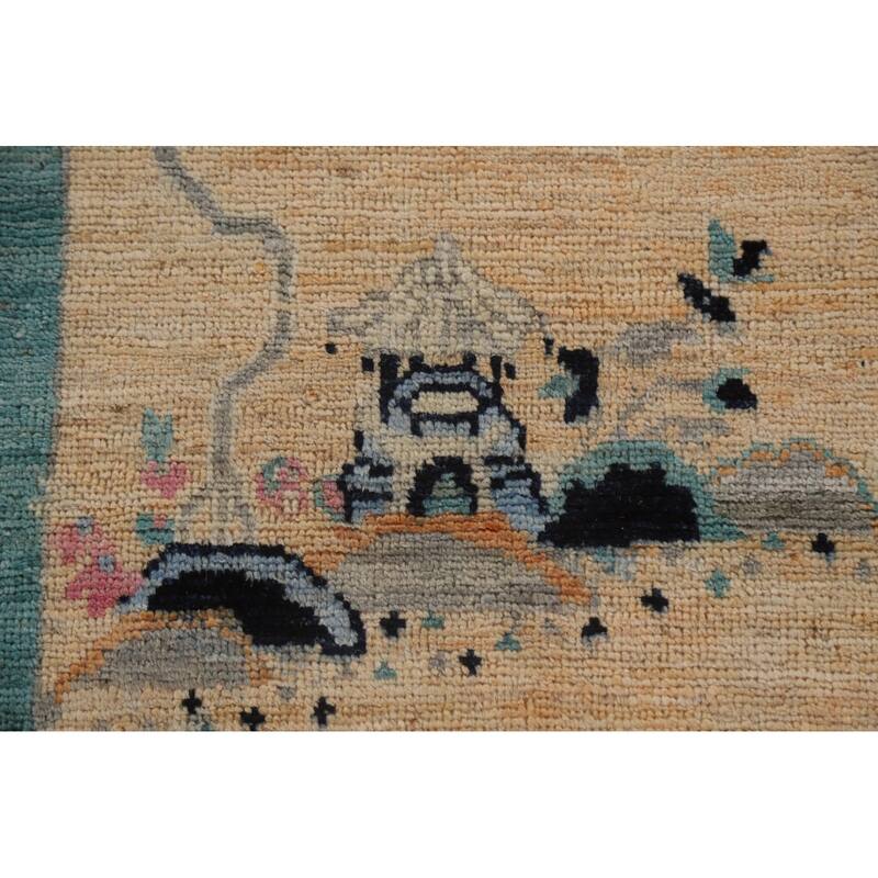 Vegetable Dye Oushak Turkish Runner Rug Handmade Wool Carpet - 2'10"x 11'9"