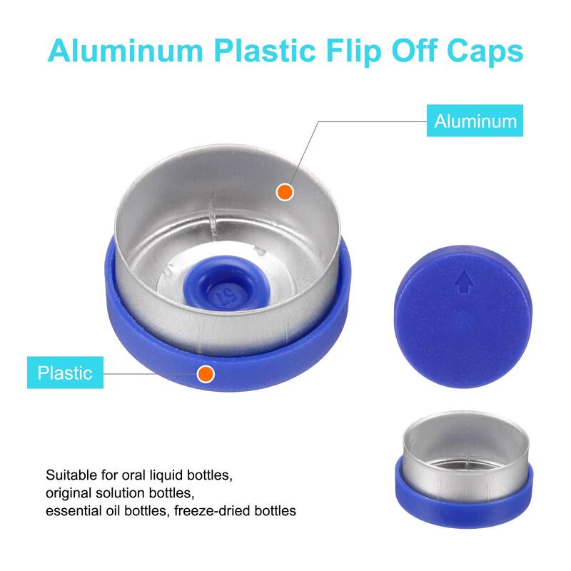 100PCS Burr-Free Flip Off Caps for Glass Vial Bottles