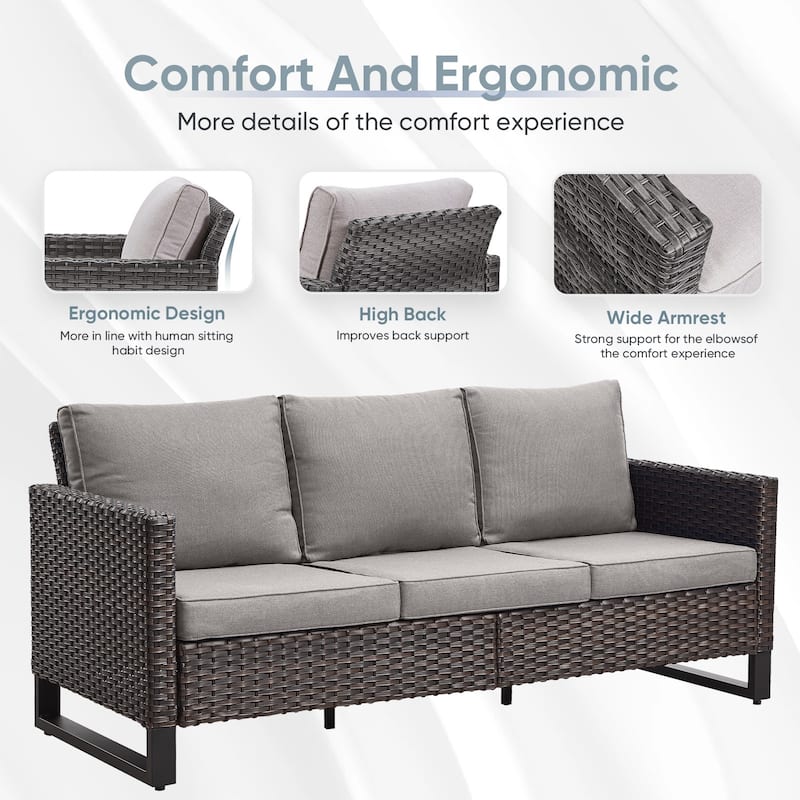 Outdoor Sofa with Swivel Rocker Chairs and Fire Pit Table