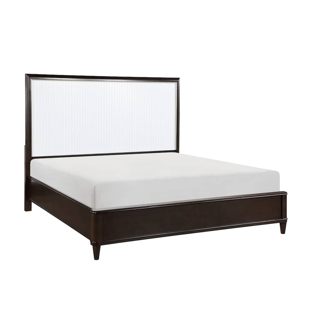 White and Cherry Finish Bed 1pc Modern Look