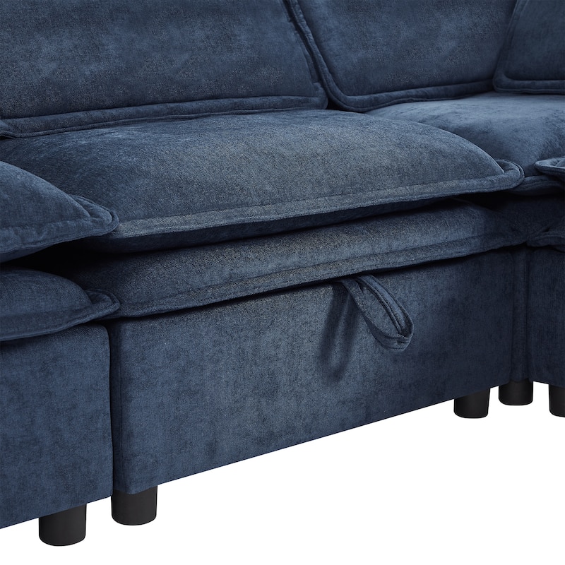 124" U-Shaped Modular Sectional Sofa (6-Seater) with Storage & Convertible Bed