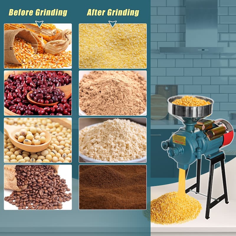 DoCred Electric Grain Mill, Commercial Mill with Hopper