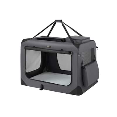 Collapsible Pet Carrier, Oxford Fabric, Mesh, Metal Frame, With Handle, Storage Pockets