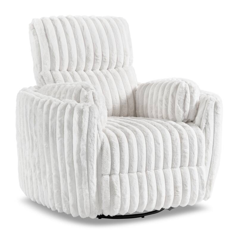 Furniture of America Jorvien Modern Chenille Power Swivel Glider Recliner with Pillows
