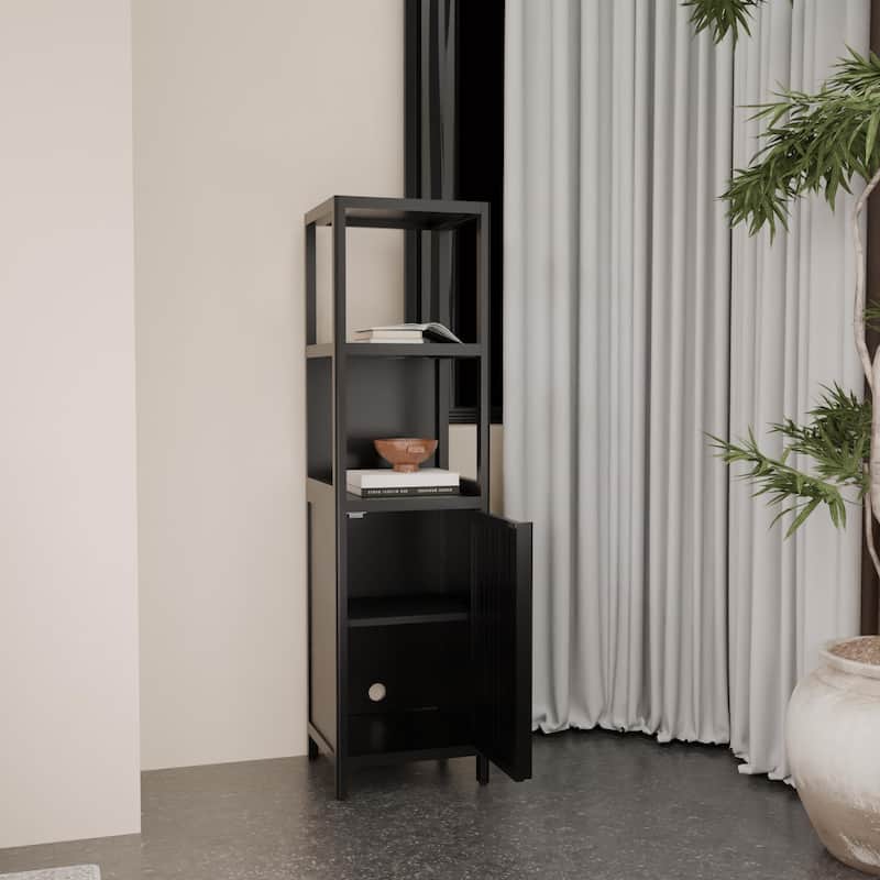 linen tower bamboo storage cabinet, suitable for main living spaces such as bathrooms, bedrooms, and living rooms