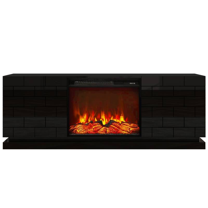 Electric Fireplace 63" TV Stand - Modern Highgloss Media Console