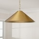 preview thumbnail 4 of 4, 1-Light Metal Cone Pendant in Aged Brass with Painted Brass Interior and Rectangular Designer Chain