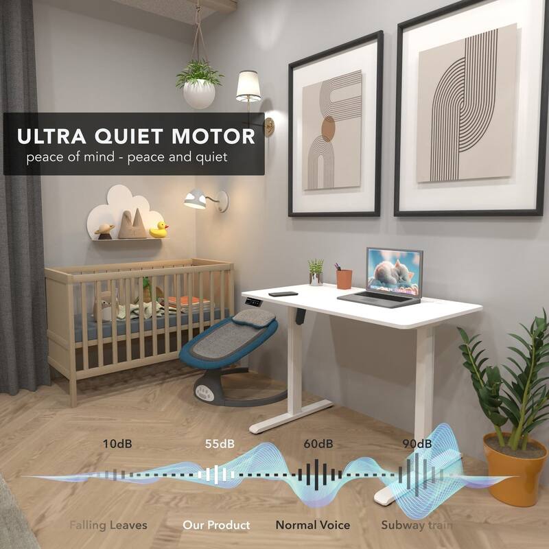 Mount-It! 48"W Electric Rectangular Adjustable Standing Desk, White (MI-8037)