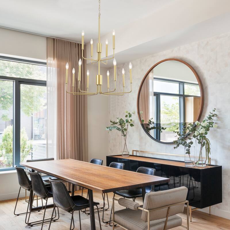 2-Tier Candle Style Chandelier Farmhouse Light Fixture for Living Room Kitchen Island Bedroom Entryway - N/A