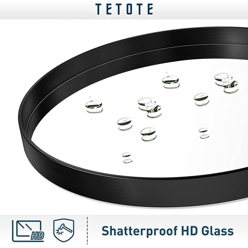 TETOTE Round Metal Frame Mirror Wall Mounted Bathroom Vanity Mirror