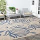 SAFAVIEH Courtyard Leatrice Indoor/ Outdoor Patio Backyard Rug - 6'7" x 9'6" - Natural/Blue