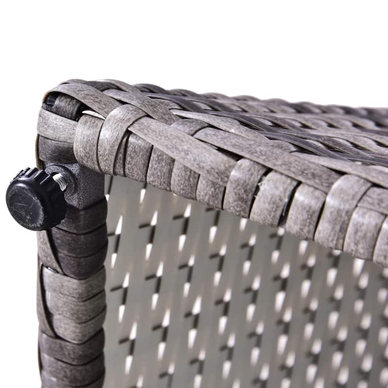 Outsunny Patio Wicker Rattan Tea Bistro Side Table with an Umbrella Hole, Convenient Storage Shelf, & Stylish Design