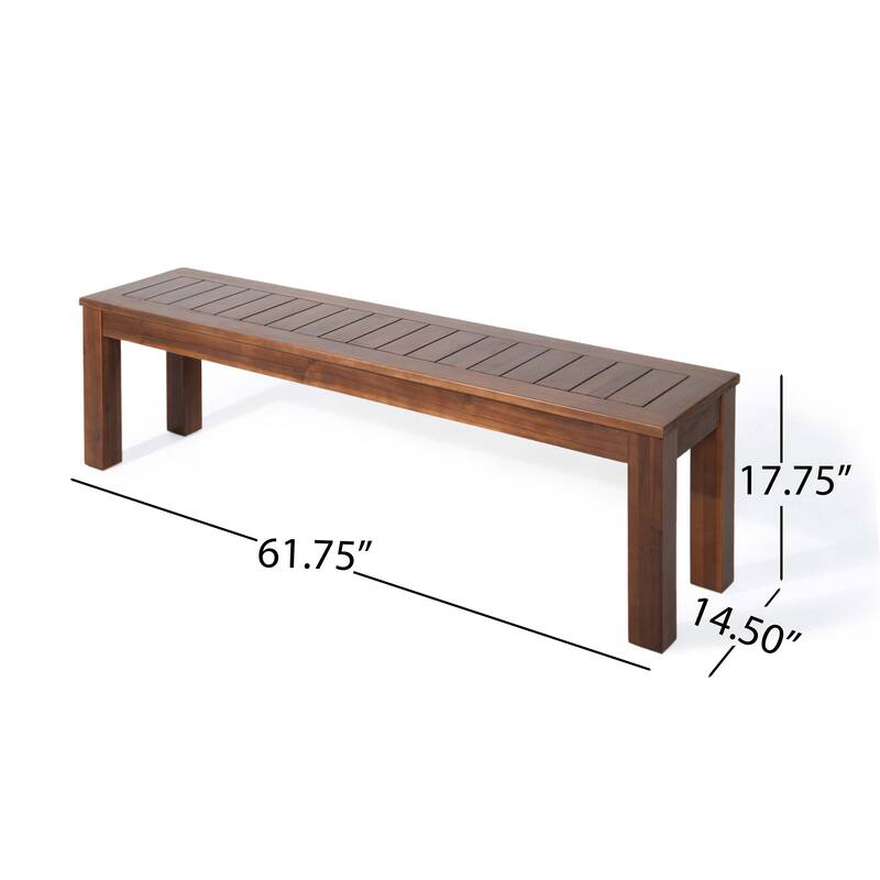 Roomfitters Modern Outdoor Dining Benches Set of 2, Acacia Wood Patio Furniture for Backyard, Garden, Brown