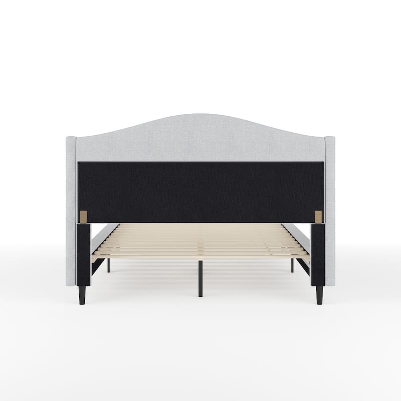 Martha Stewart Upholstered Platform Bed with Curved Headboard