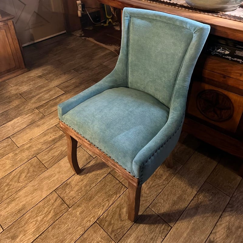 Ultra Side Dining Chair With Bronze nail head Set of 6 - Blue